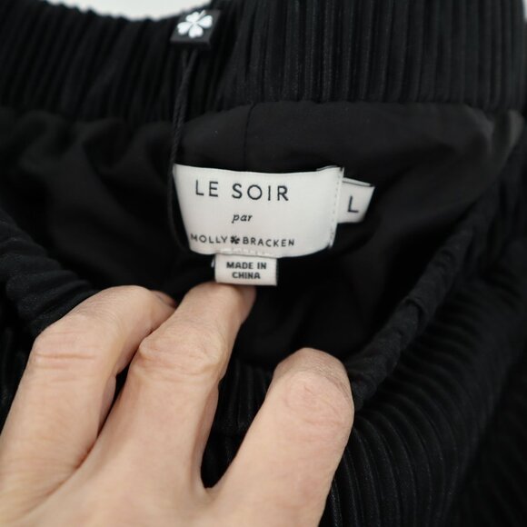 Molly Bracken Le Soir Amelie Pants Womens L Black Minimalist Mod Avant-Garde NWT - Picture 2 of 9